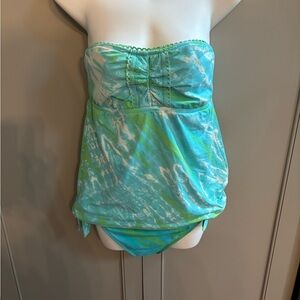 Lucky Brand green and Blue Strapless Swimsuit